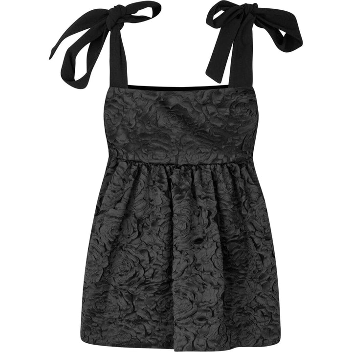 Stine Goya - Contrasted Tie Top, 2320 Fil Coupé - Jet Black