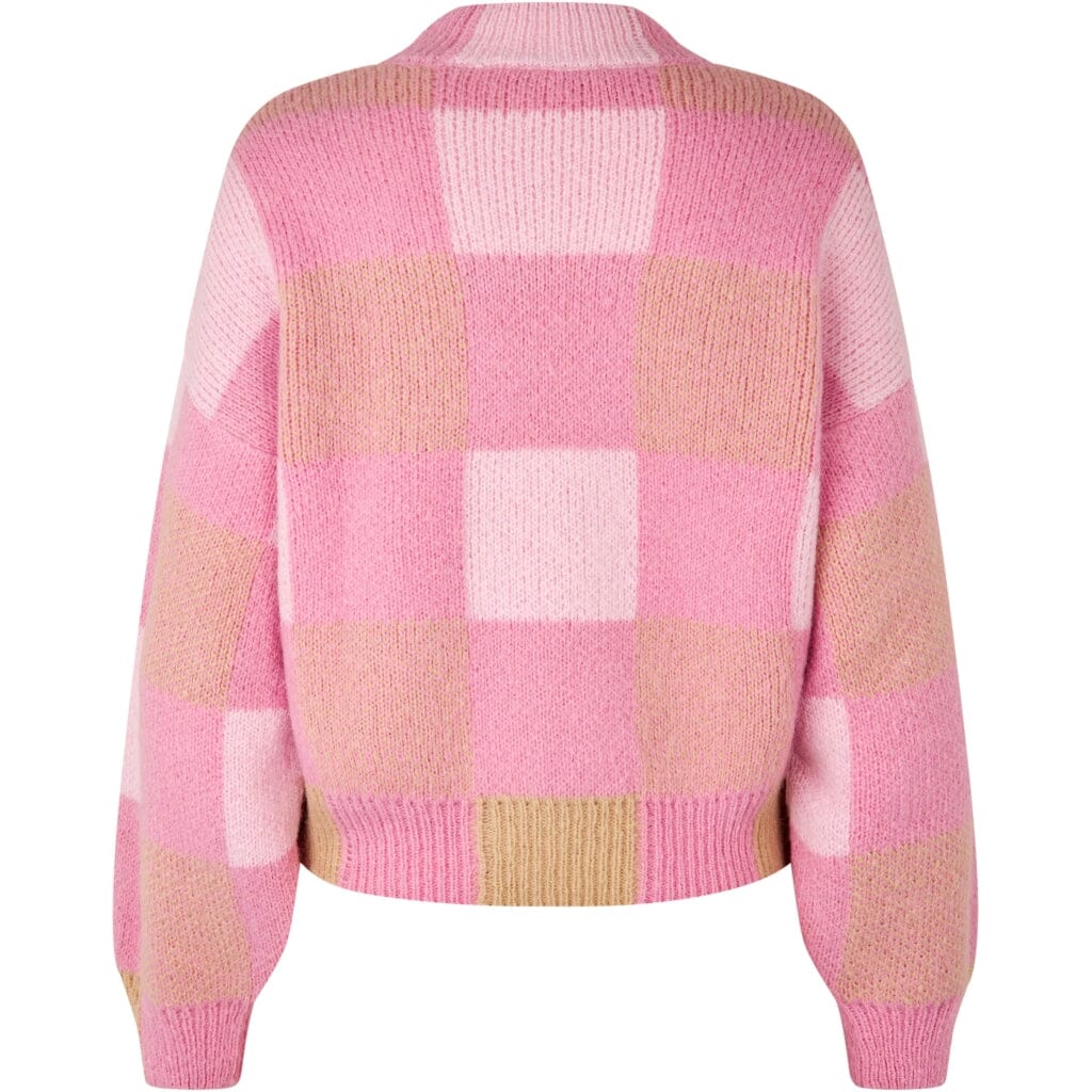 Stine Goya - Gingham Check Sweater, 2327 Alpaca Knit - Pink Gingham Check