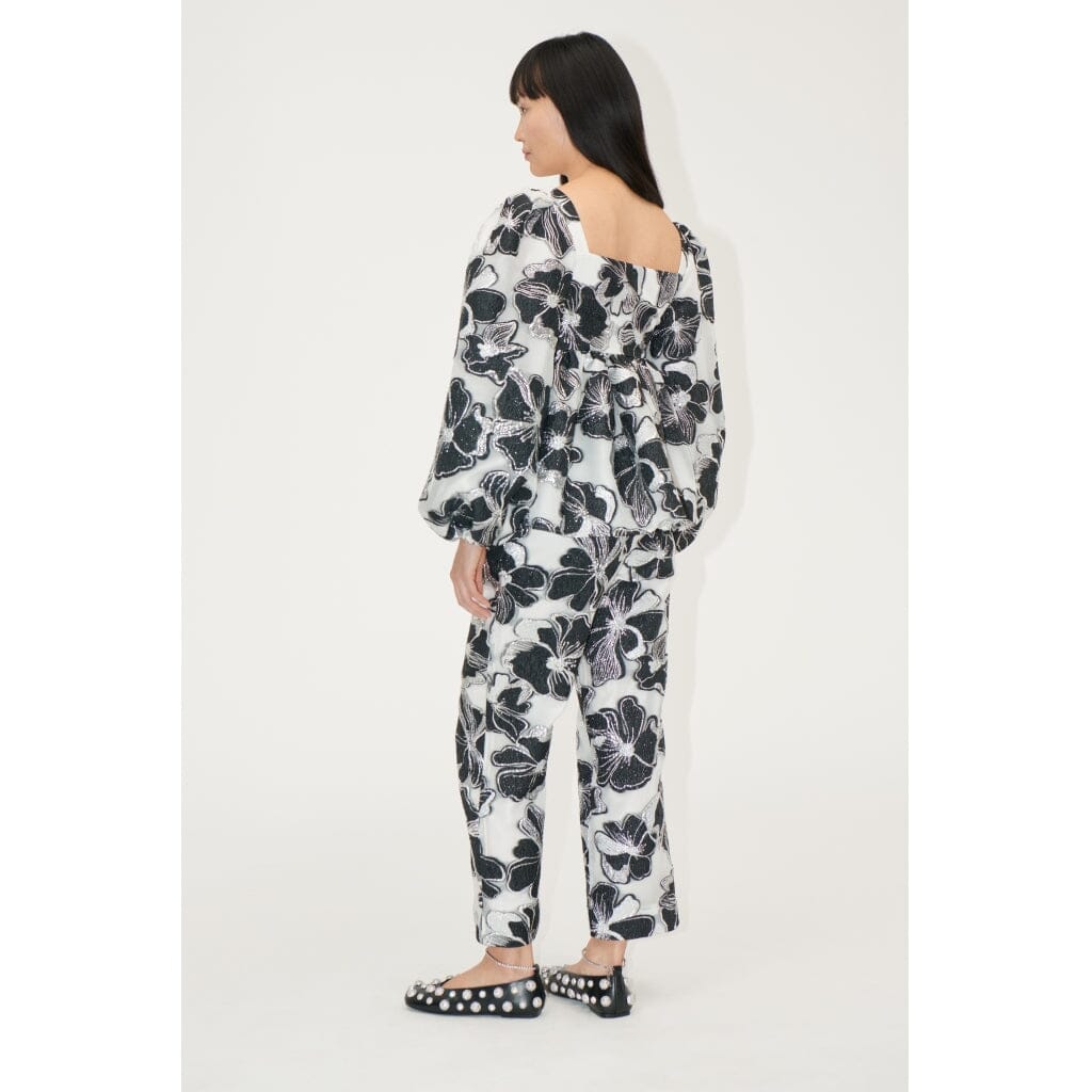Stine Goya - Square Neck Long Sleeve Top, 1608 Organza Jacquard - Anemone Jacquard
