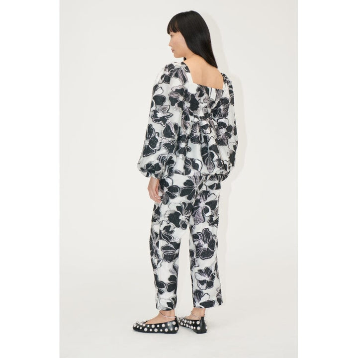 Stine Goya - Square Neck Long Sleeve Top, 1608 Organza Jacquard - Anemone Jacquard