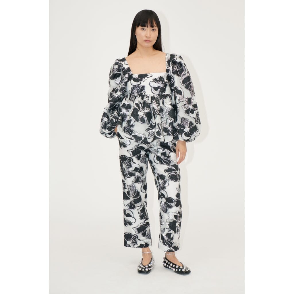 Stine Goya - Square Neck Long Sleeve Top, 1608 Organza Jacquard - Anemone Jacquard