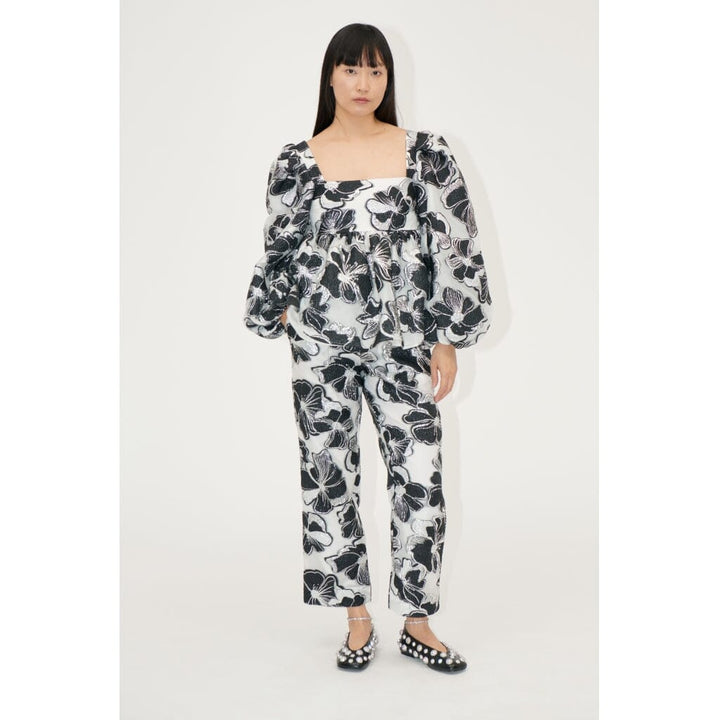 Stine Goya - Square Neck Long Sleeve Top, 1608 Organza Jacquard - Anemone Jacquard