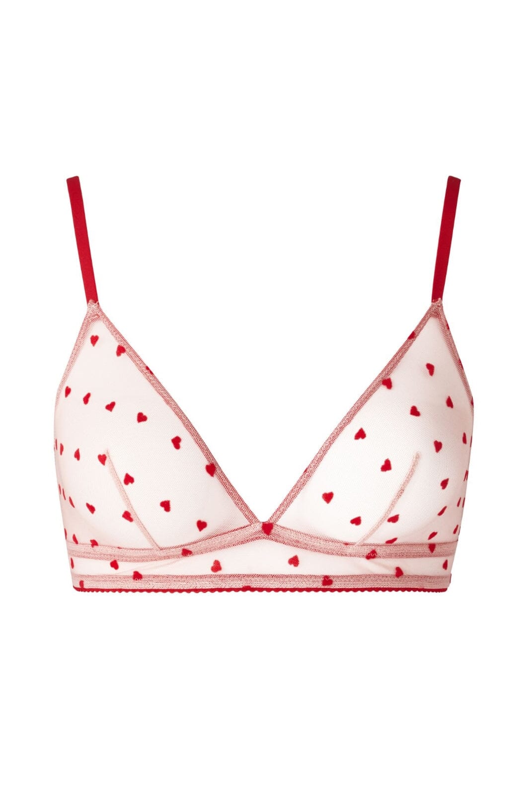Understatement Underwear - Mesh Triangle Bralette - Pale Pink/Deep Red