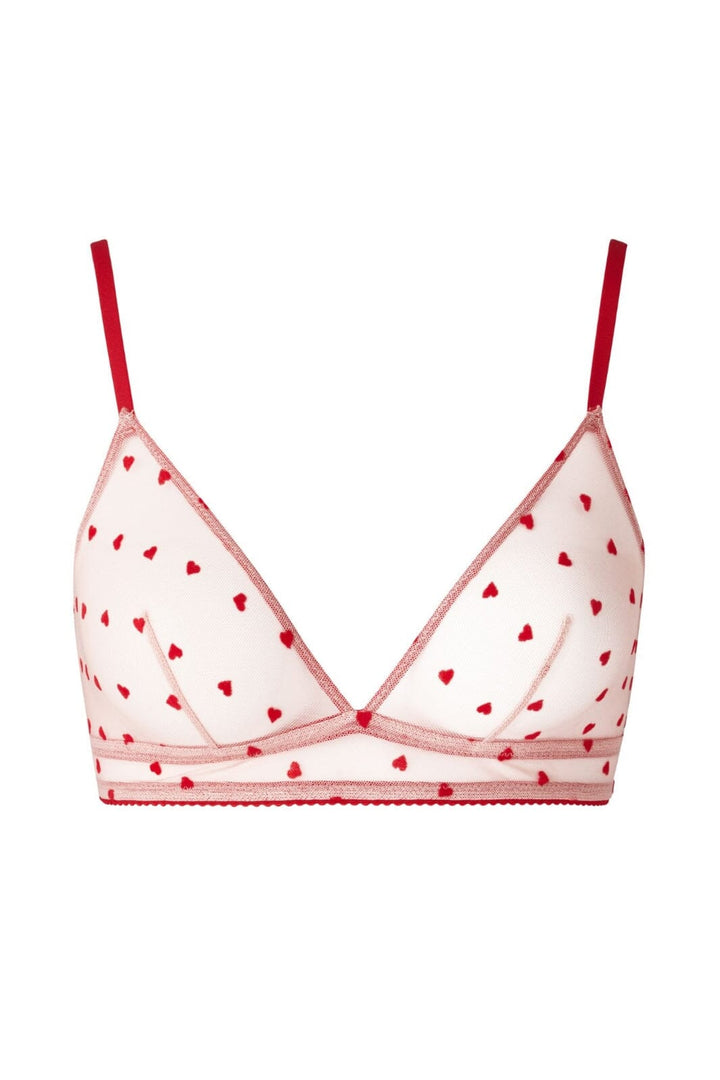 Understatement Underwear - Mesh Triangle Bralette - Pale Pink/Deep Red