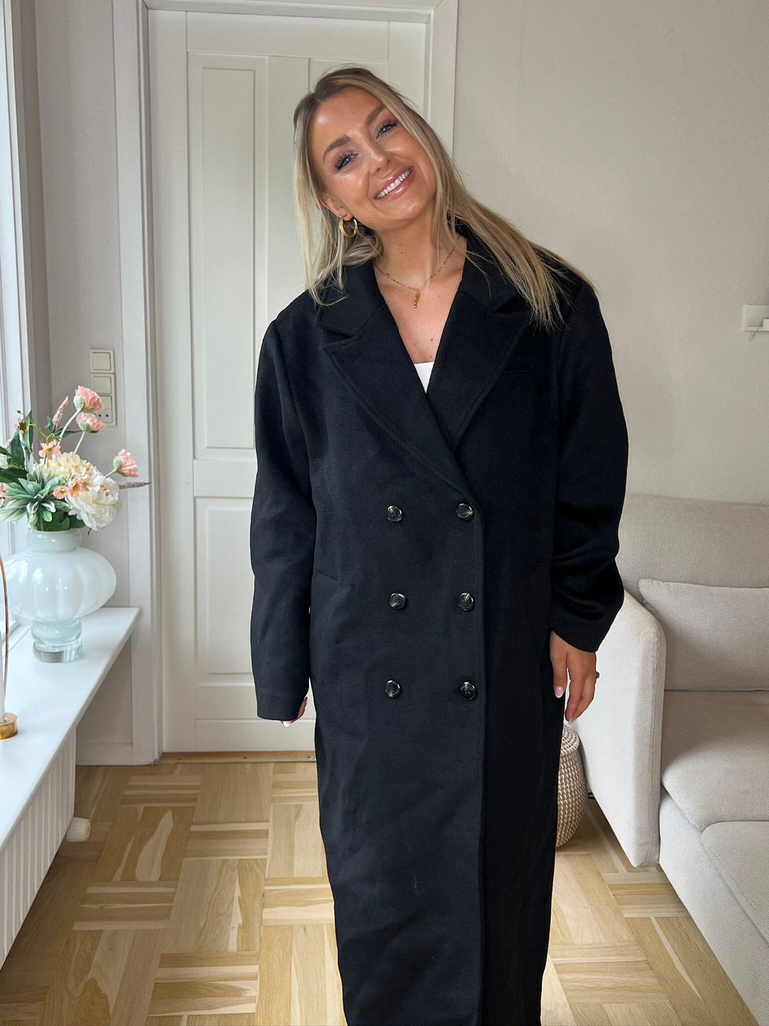 Valentin Studio - Boyfriend Wool Coat 160854 - 100 - Black Frakker 