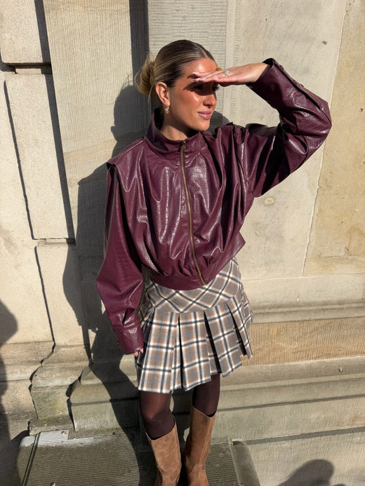 Valentin Studio - Check Mini Skirt Ch159412c - Sand Check Nederdele 