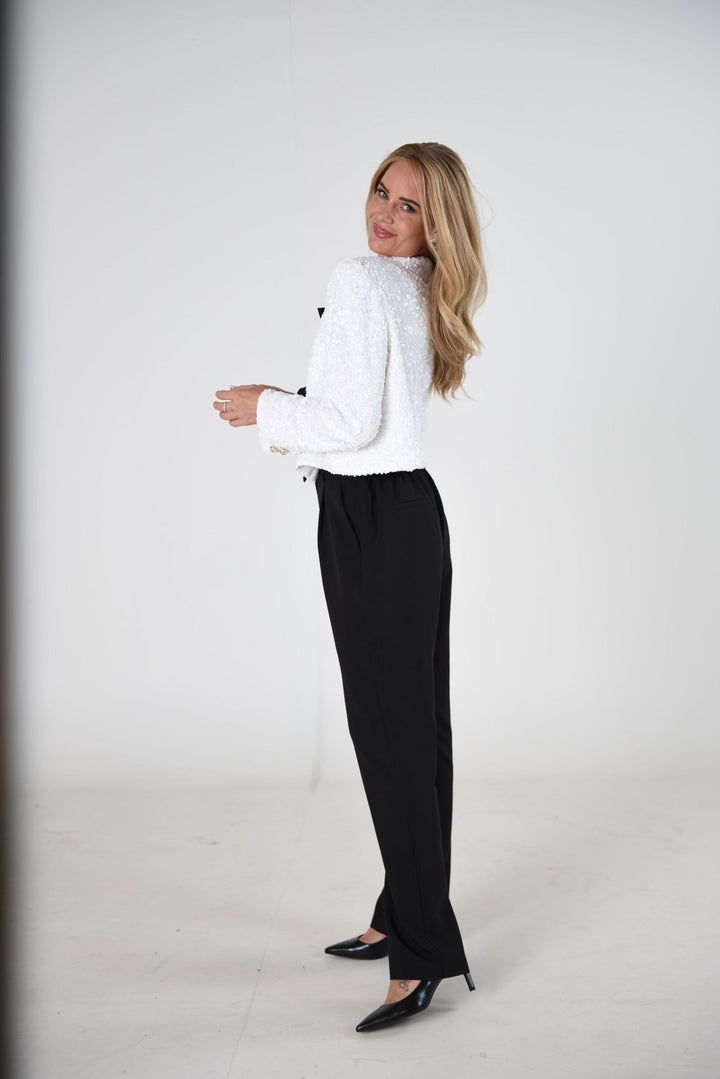 Valentin Studio - Darling Bow jacket (sequins) - white w/black