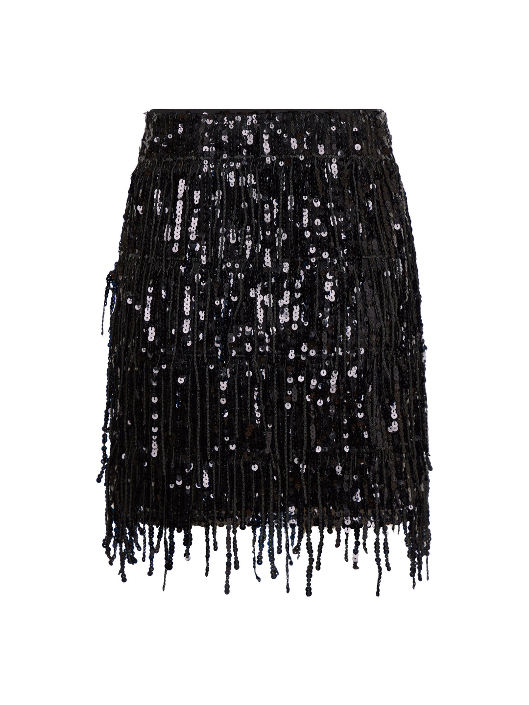 Valentin Studio - Fringe Sequins Skirt - Black
