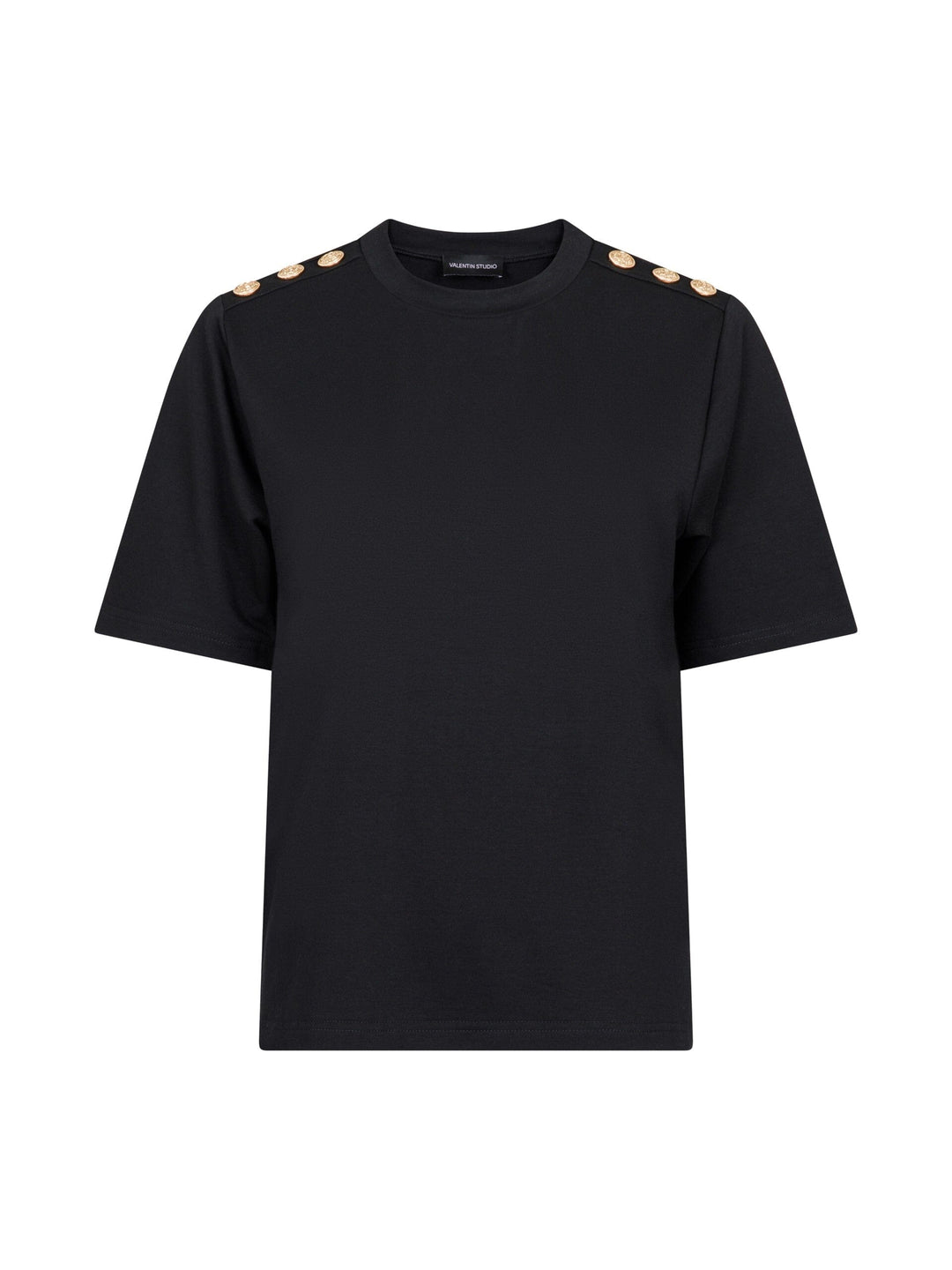 Valentin Studio - Gold Button Casual T-shirt - Black