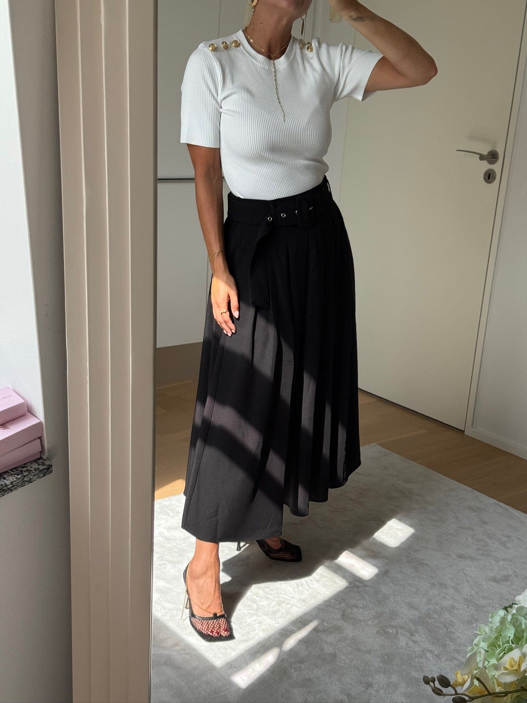 Valentin Studio - Pleated Skirt - Black Nederdele 