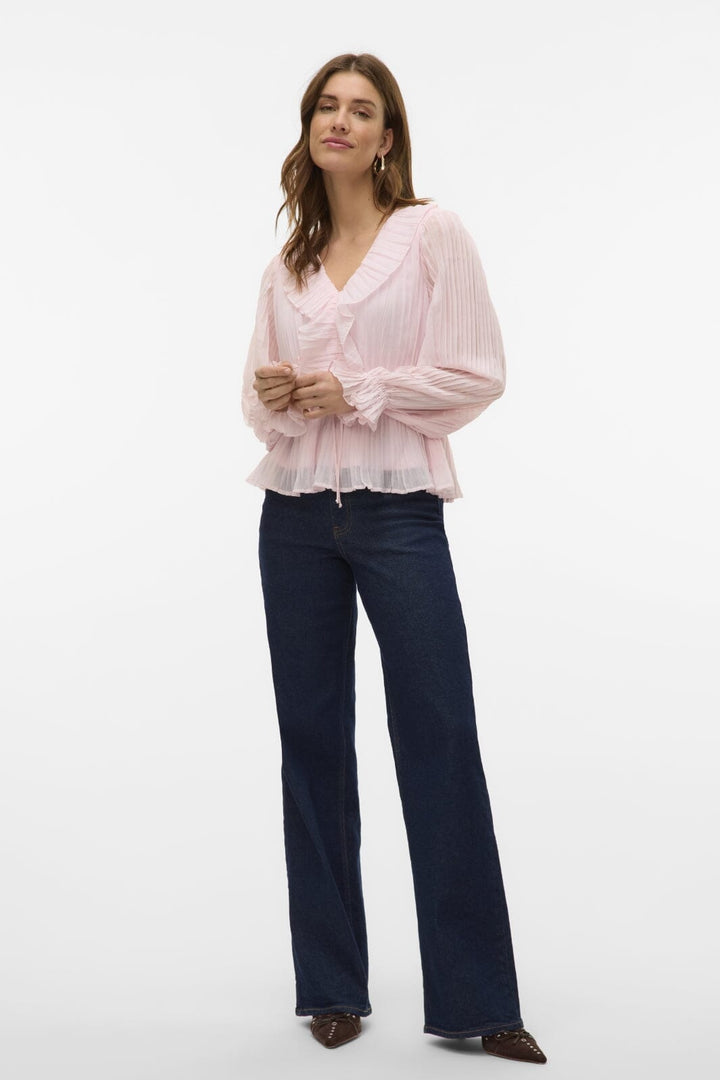 Vero Moda - Vmdora L/S Frill Pleat Top - 4858063 Pink-A-Boo