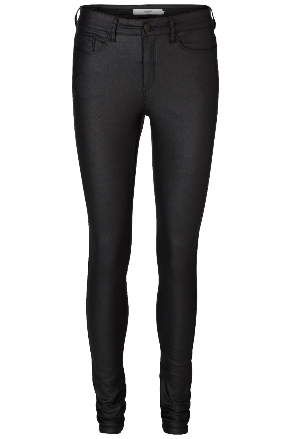 Vero Moda - Vmseven Nw Ss Smooth Coated Pants - Black Coated