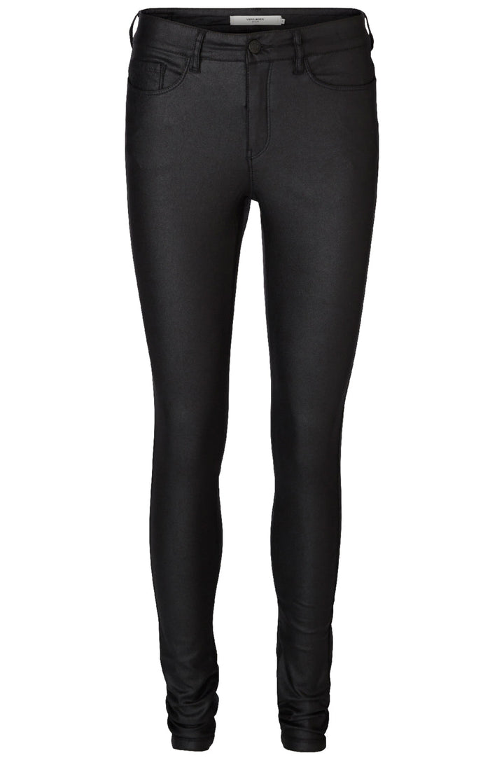 Vero Moda - Vmseven Nw Ss Smooth Coated Pants - Black Coated