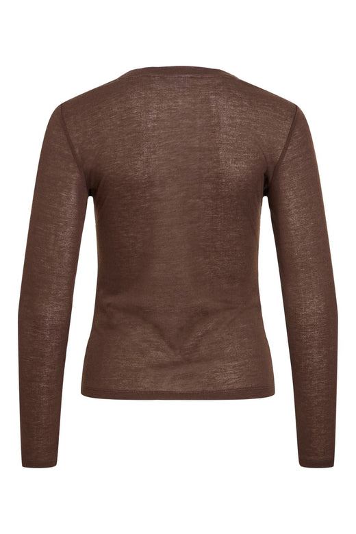 Vila - Vielianne O-Neck L/S Top - 5234167 Coffee Bean Snow White