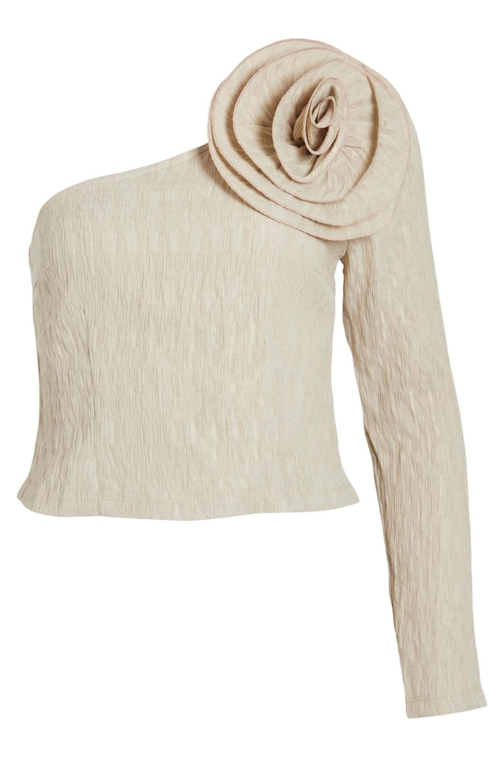 Vila - Viflowery Short One Shoulder Top /E - 4487918 Cement