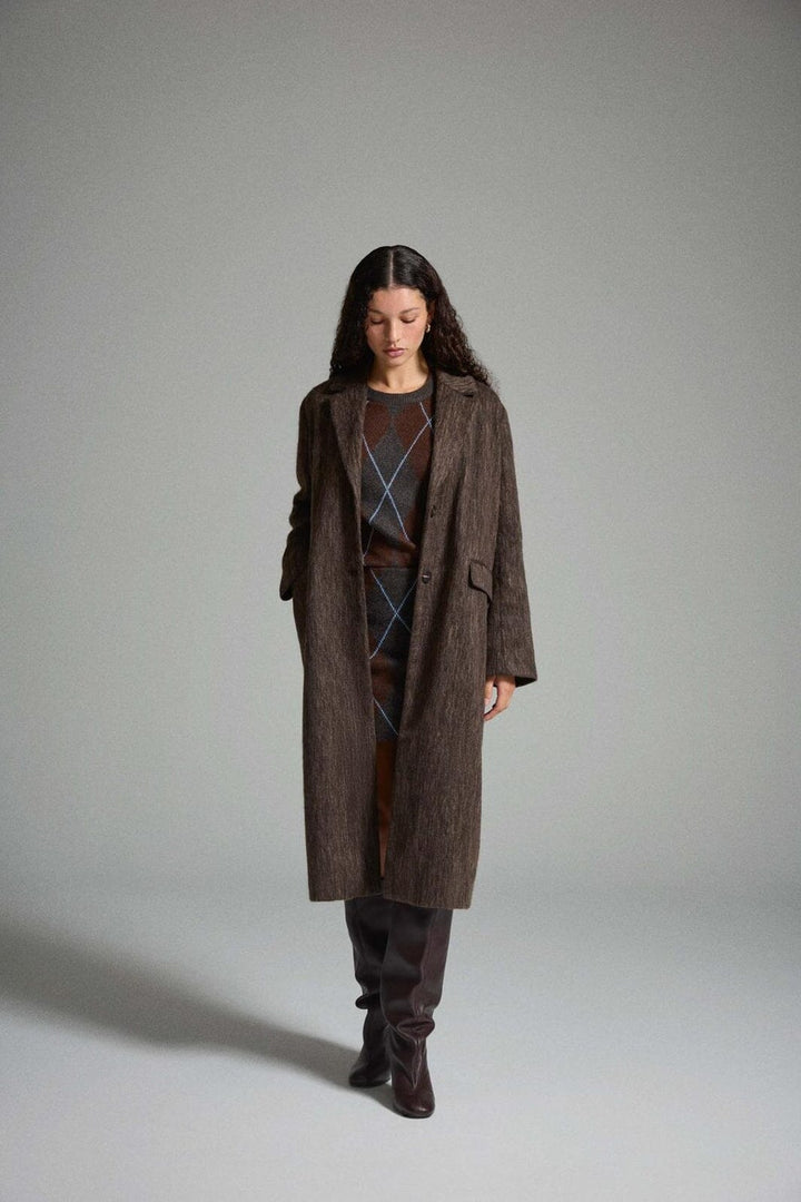 Vila - Vihaari L/S Coat - 5022126 Dark Natural Melange
