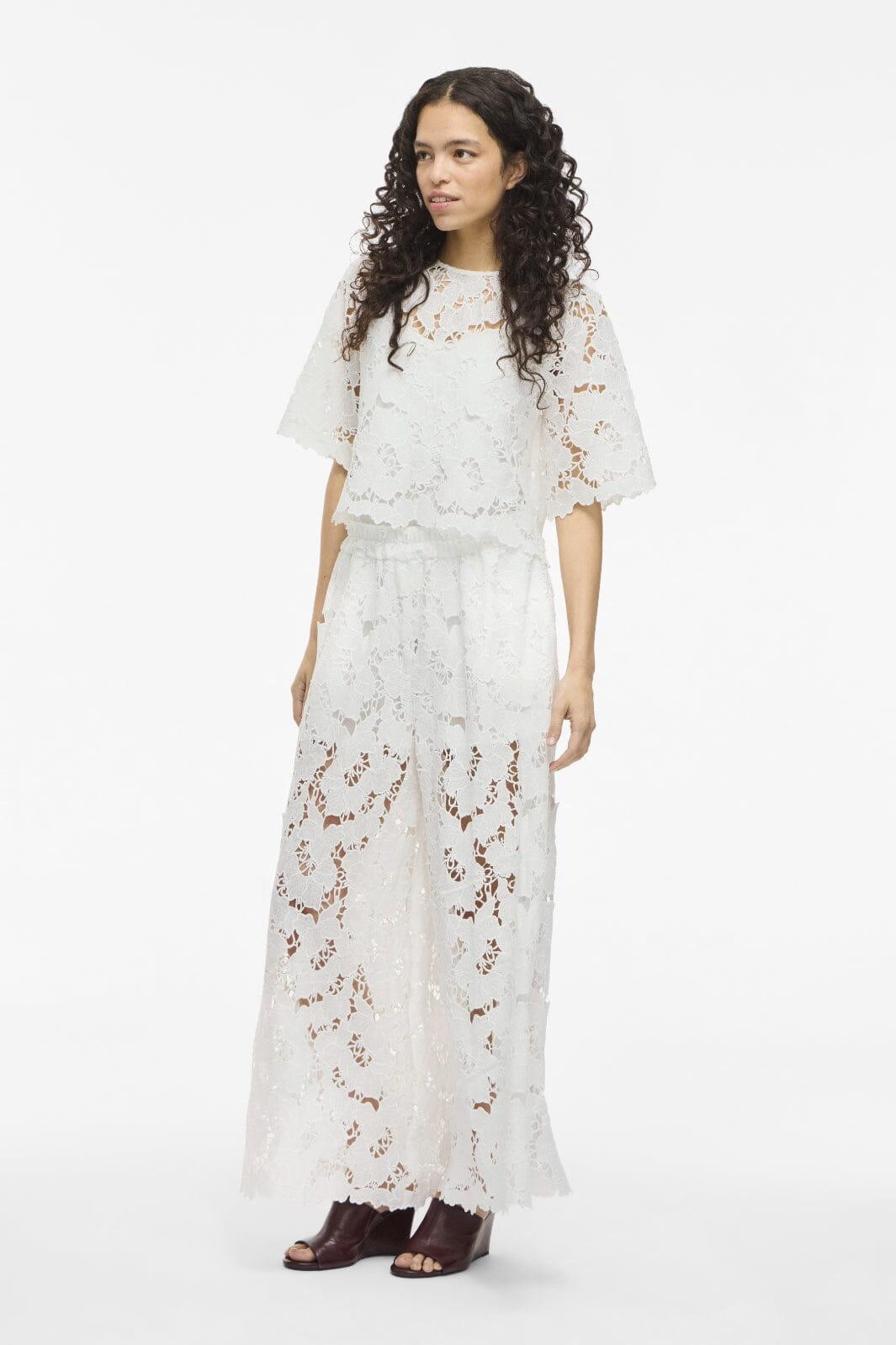Vila - Vihylde 2/4 Lace Shirt - 4907607 Cloud Dancer Skjorter 