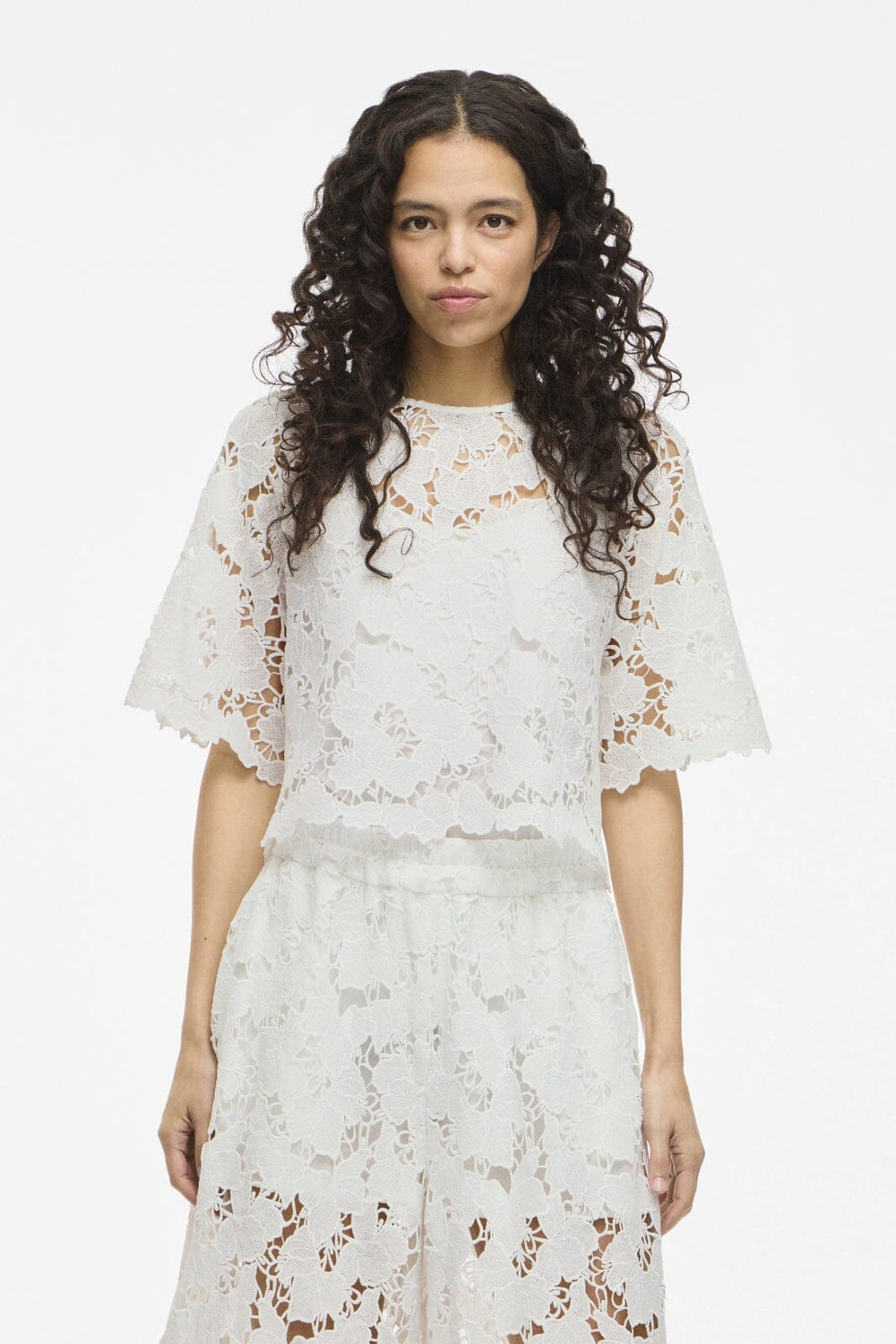 Vila - Vihylde 2/4 Lace Shirt - 4907607 Cloud Dancer Skjorter 