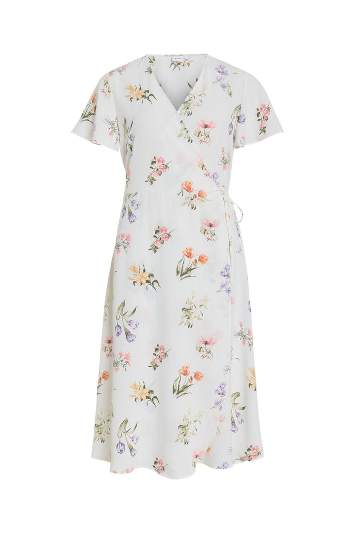 Vila - Vilovie S/S Wrap Midi Dress - 4777771 Snow White Fir
