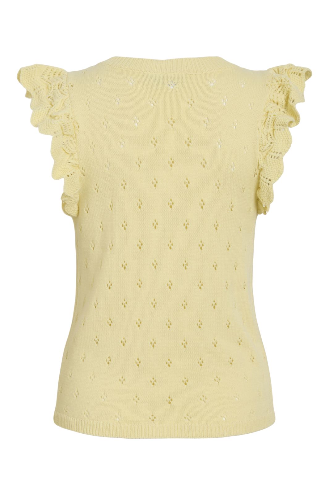 Vila - Vimarlea V-Neck S/L Flounce Knit Top - 4953607 Pastel Yellow