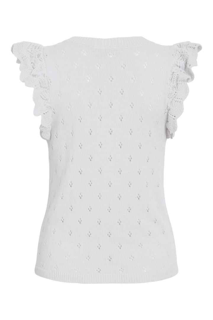 Vila - Vimarlea V-Neck S/L Flounce Knit Top - 5003051 Cloud Dancer