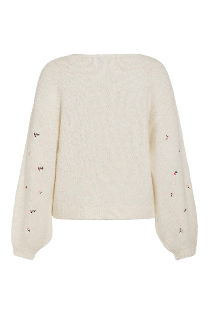 Vila - Vimarley L/S Emb Knit Pullover - 5126047 Egret Small Flower Emb