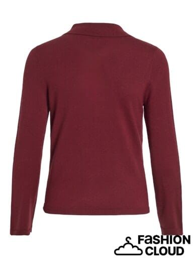 Vila - Viritta L/S Polo Knit - 4824376 Cabernet