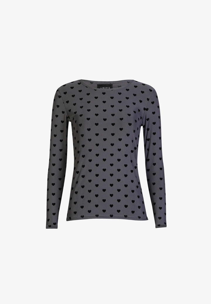 Liberte - Mesh Ls Tshirt, Flock 22081 - Dark Grey Heart