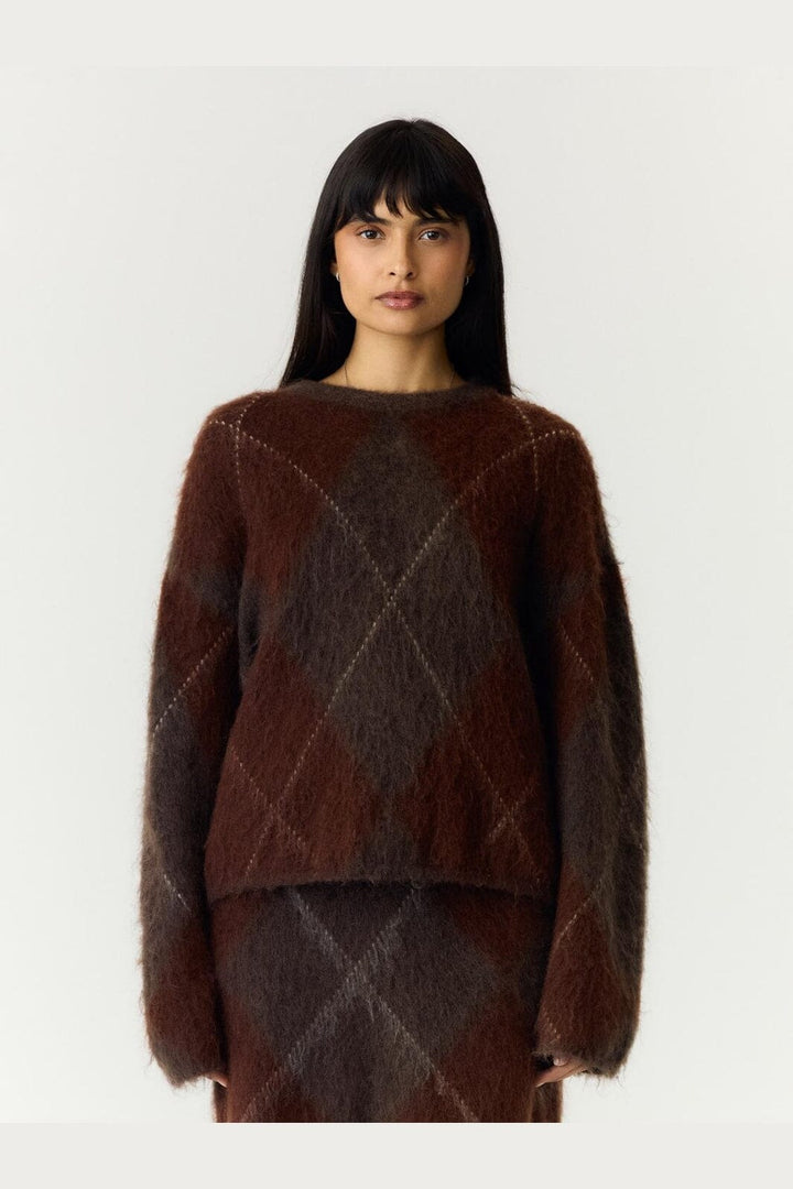YAS - Yasargy Ls Mohair Blend Knit Pullover - 5112410 Coffee Bean Incence/Sepia/Oatmeal