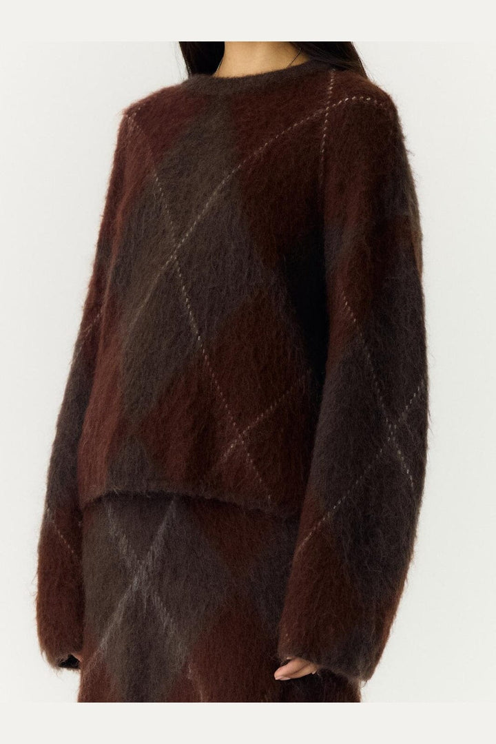 YAS - Yasargy Ls Mohair Blend Knit Pullover - 5112410 Coffee Bean Incence/Sepia/Oatmeal