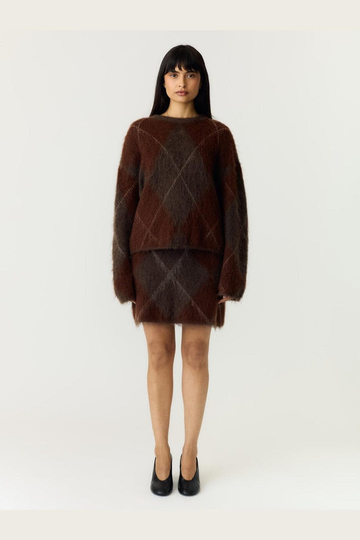 YAS - Yasargy Mohair Blend Knit Skirt - 5112411 Coffee Bean Incence/Sepia/Oatmeal