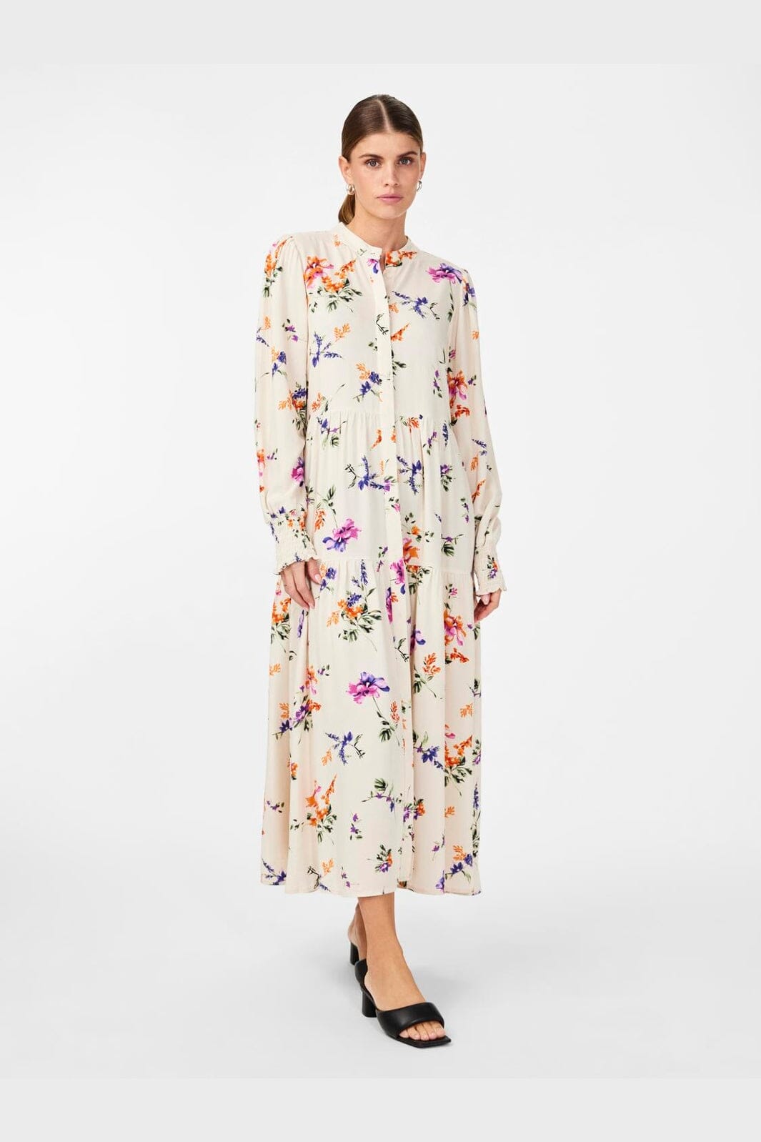 YAS - Yasasina Ls Long Dress - 4494594 Whitecap Gray Botanica Print