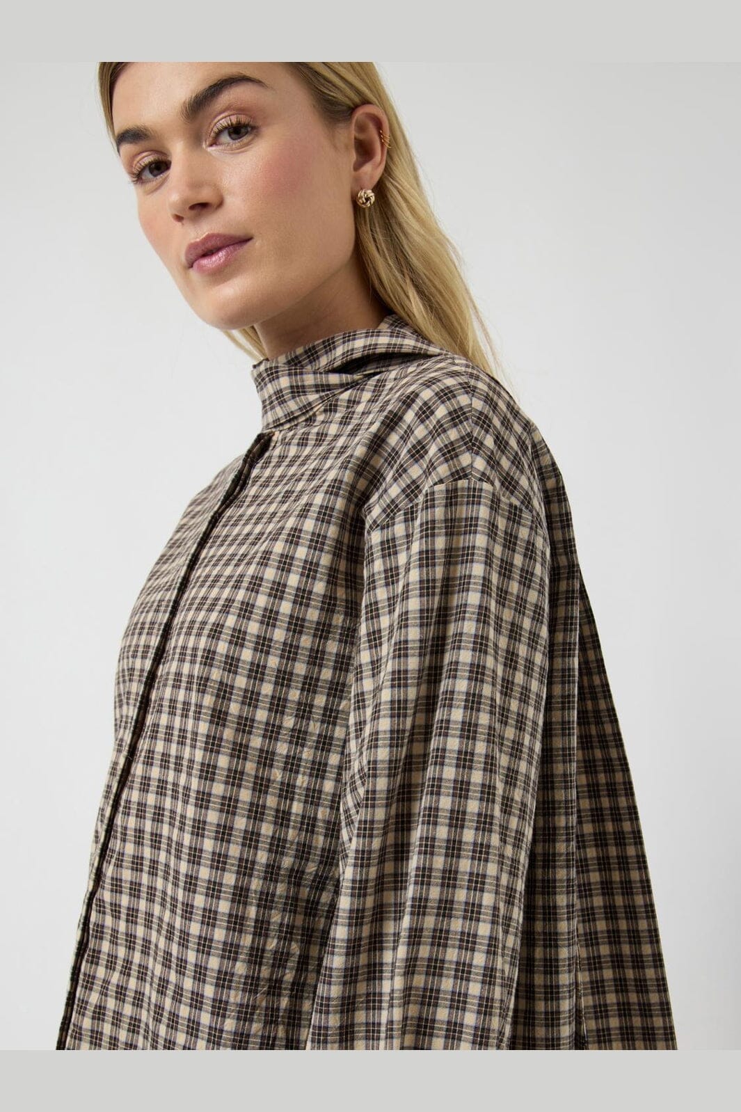 YAS - Yascarlina Ls Long Shirt - 5108963 Chocolate Brown W. Checks