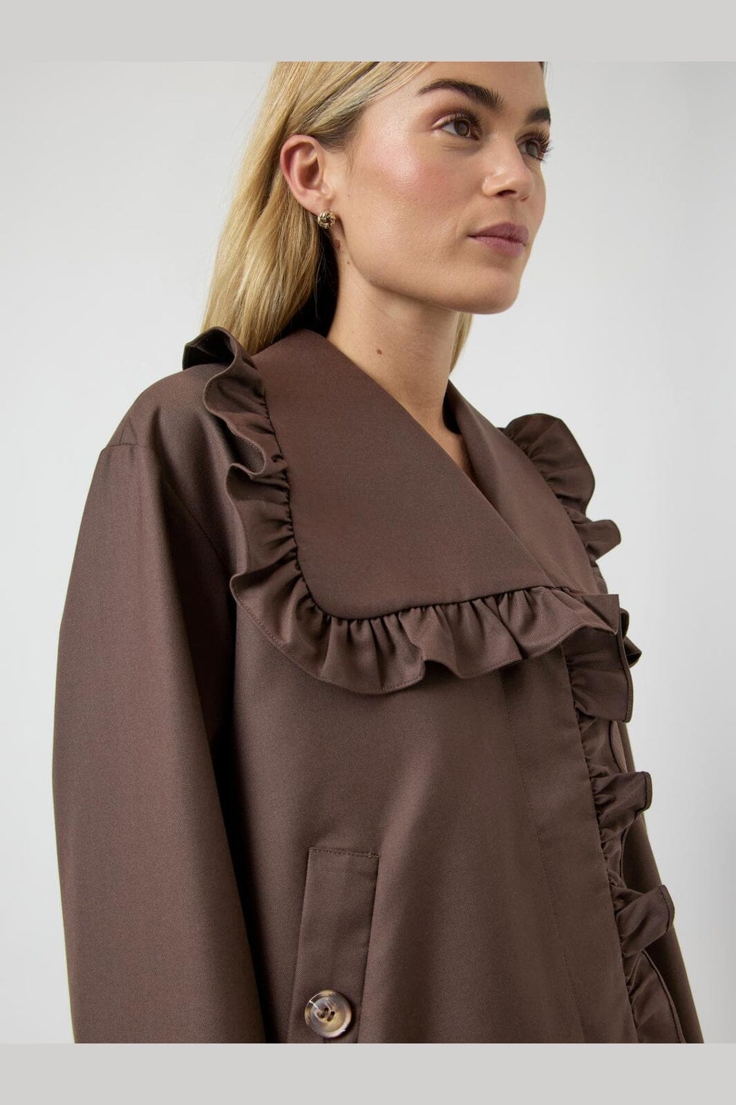 YAS - Yaselsana Ls Short Trenchcoat - 5100176 Chocolate Brown