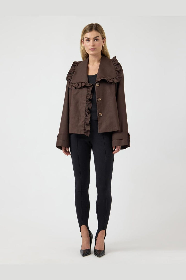 YAS - Yaselsana Ls Short Trenchcoat - 5100176 Chocolate Brown