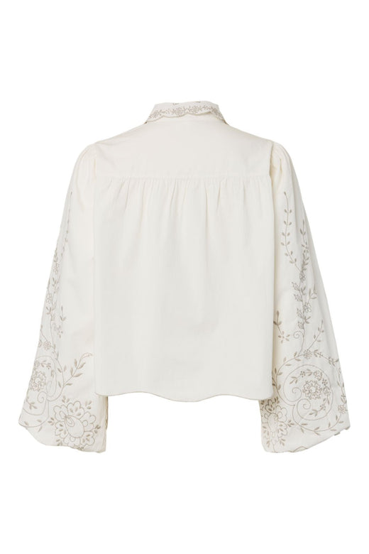 YAS - Yasgreya Ls Embroidered Shirt Story - 5202102 Star White W Emb