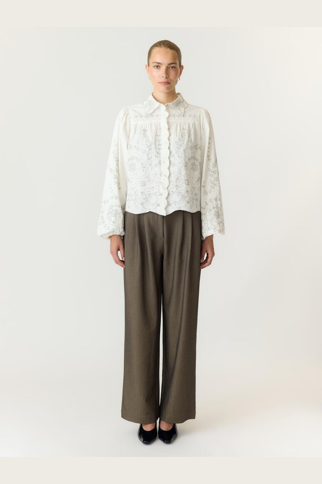 YAS - Yasgreya Ls Embroidered Shirt Story - 5202102 Star White W Emb