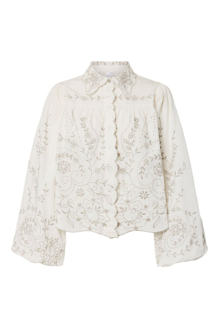 YAS - Yasgreya Ls Embroidered Shirt Story - 5202102 Star White W Emb