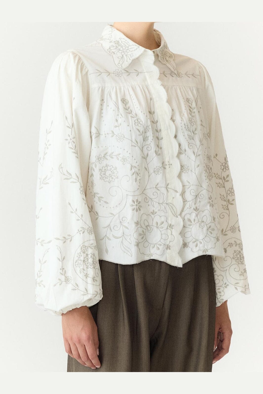 YAS - Yasgreya Ls Embroidered Shirt Story - 5202102 Star White W Emb
