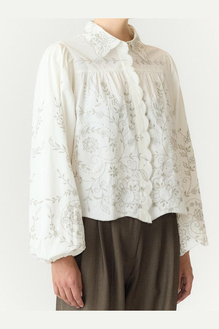 YAS - Yasgreya Ls Embroidered Shirt Story - 5202102 Star White W Emb