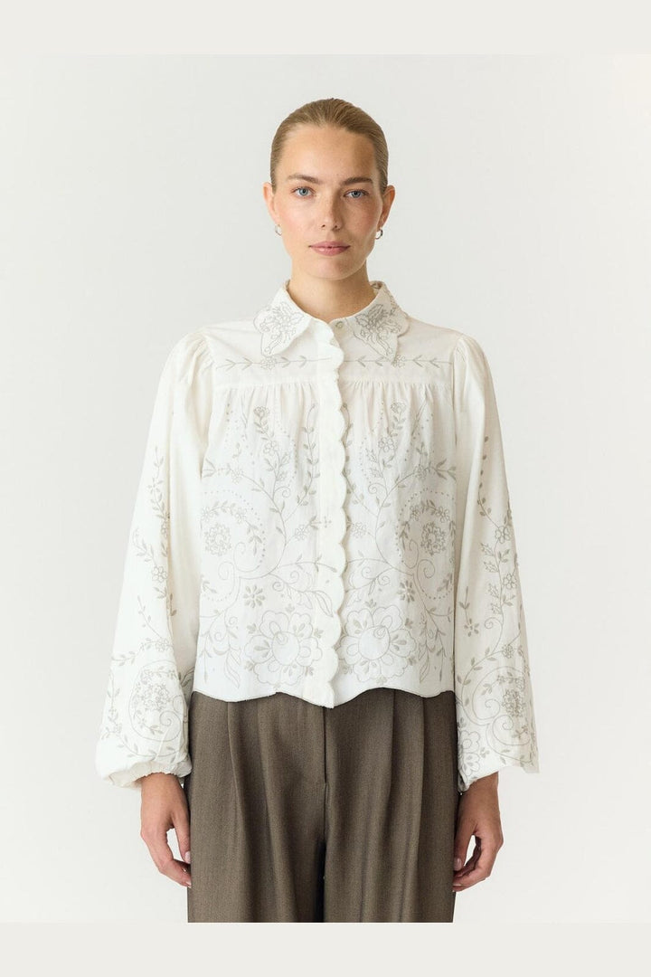 YAS - Yasgreya Ls Embroidered Shirt Story - 5202102 Star White W Emb
