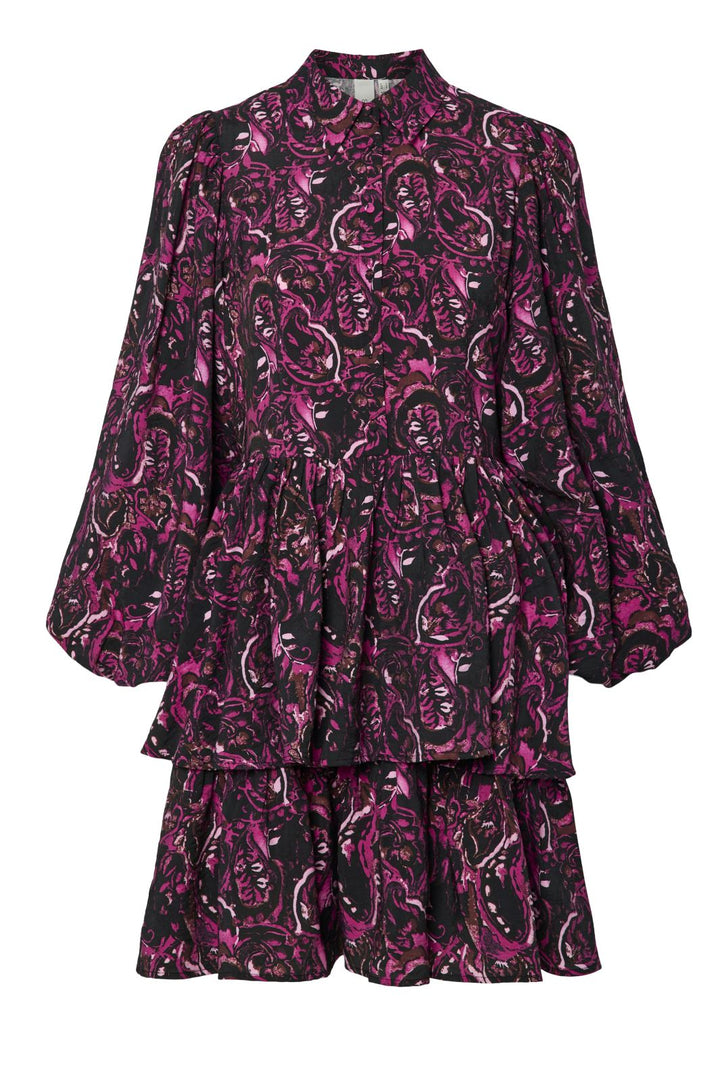 Y.A.S - Yasisa Ls Shirt Dress - 4773116 Black Pink Petita Print
