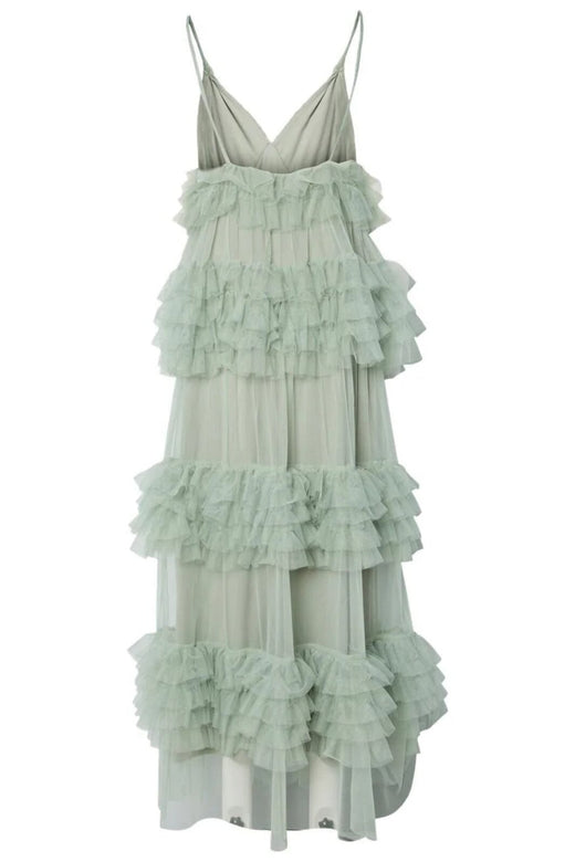 Y.A.S - Yaslorraine Strap Maxi Tulle Dress 26038408 - 4830134 - Iceberg Green