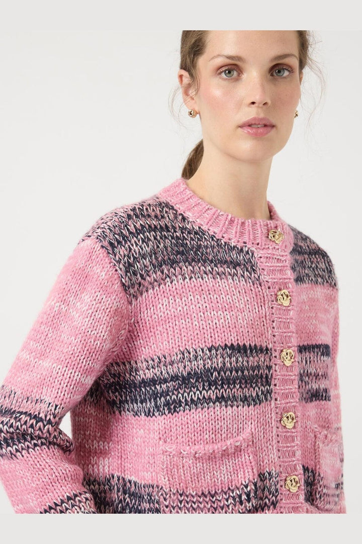 YAS - Yasmayla Ls Knit Cardigan - 4946183 Moonlite Mauve Mayla Stripes