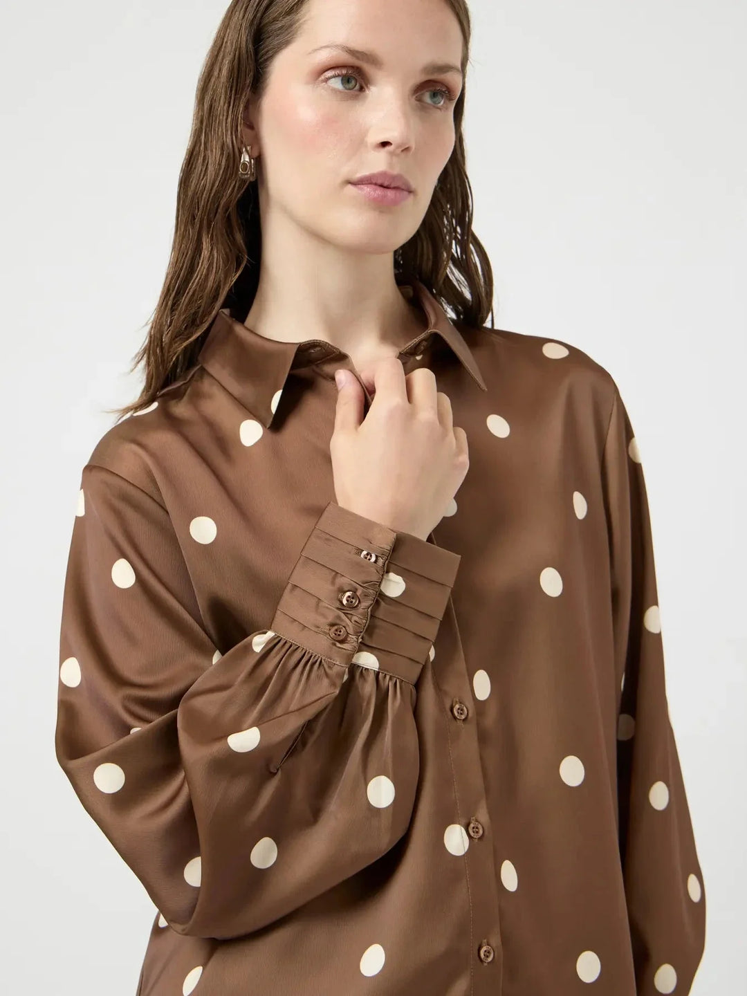 YAS - Yaspella Ls Shirt - 5084722 Pinecone Ecru Dots Skjorter 