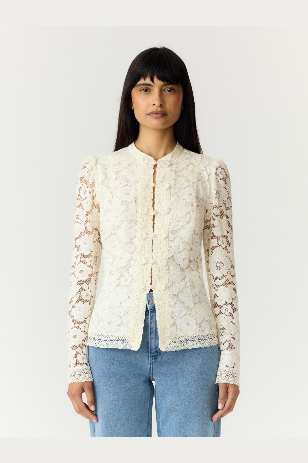 YAS - Yaspolina Ls Lace Shirt Story - 5203010 Pristine