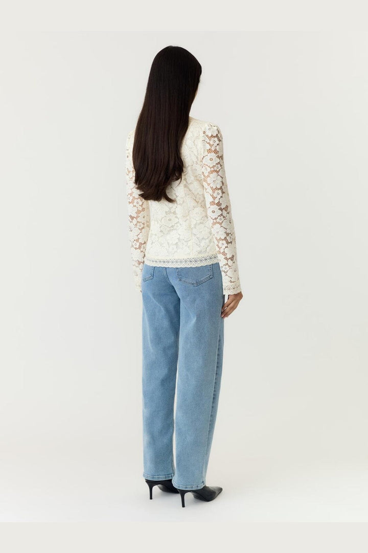 YAS - Yaspolina Ls Lace Shirt Story - 5203010 Pristine