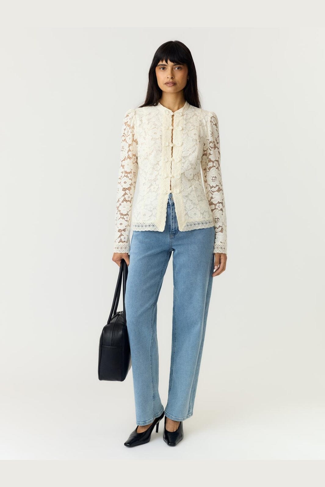 YAS - Yaspolina Ls Lace Shirt Story - 5203010 Pristine