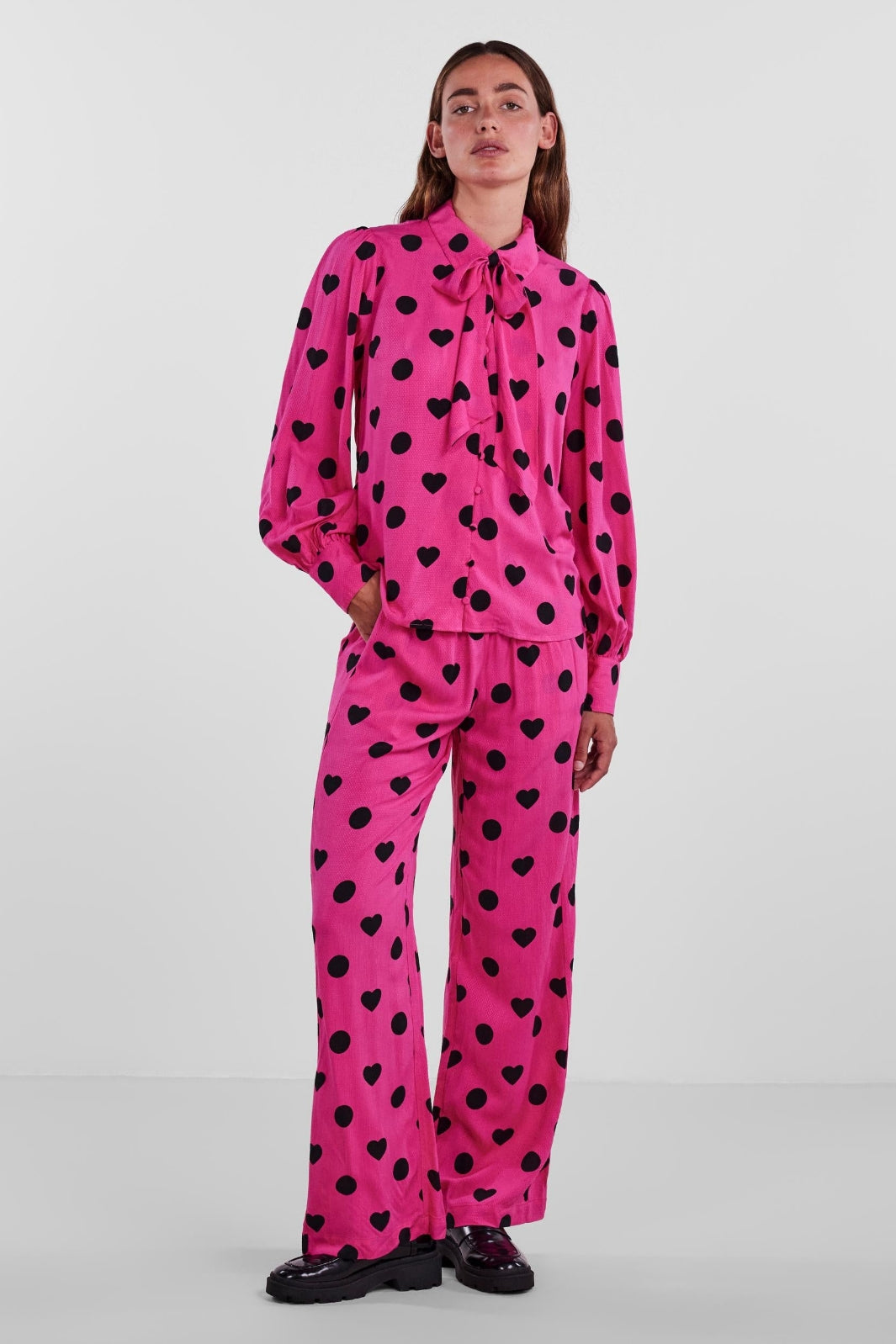 YAS - Yaspolkalove Ls Shirt S. Show - Fuchsia Purple POLKALOVE PRINT