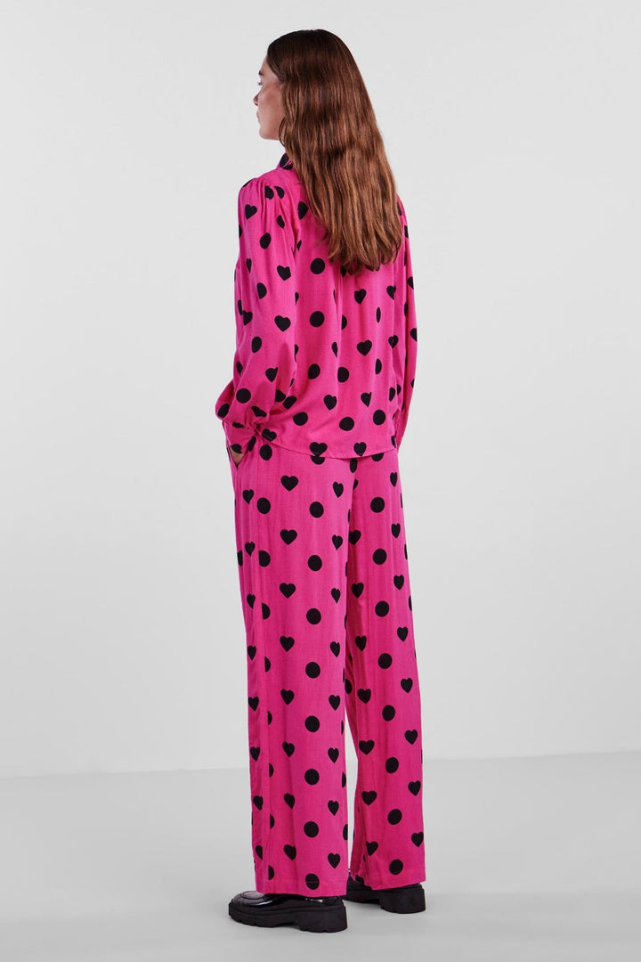 YAS - Yaspolkalove Ls Shirt S. Show - Fuchsia Purple POLKALOVE PRINT